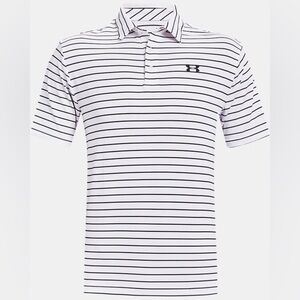 Under Armour Playoff 2.0 Men's Striped Polo Shirt - White and Black